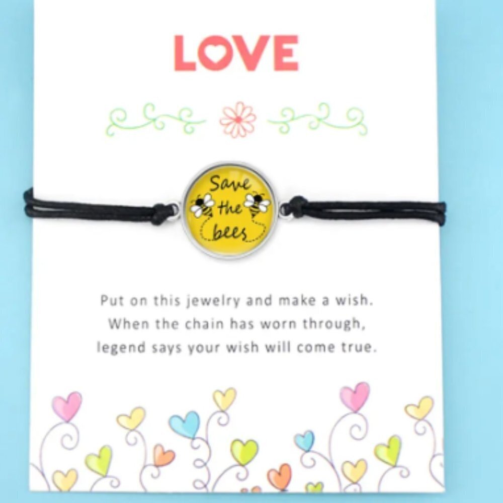 Bundle of 3 Wee Bee WISHING string CHARM BRACELETS, great for sweethearts